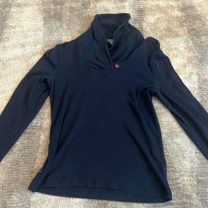 Ralph Lauren Navy Turtleneck with Brown Button Long Sleeve Top Size Small